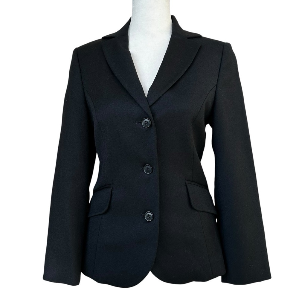 UNITED COLORS of BENETTON Classic 3 Button Wool Blazer Black Size 38 = US Size 2